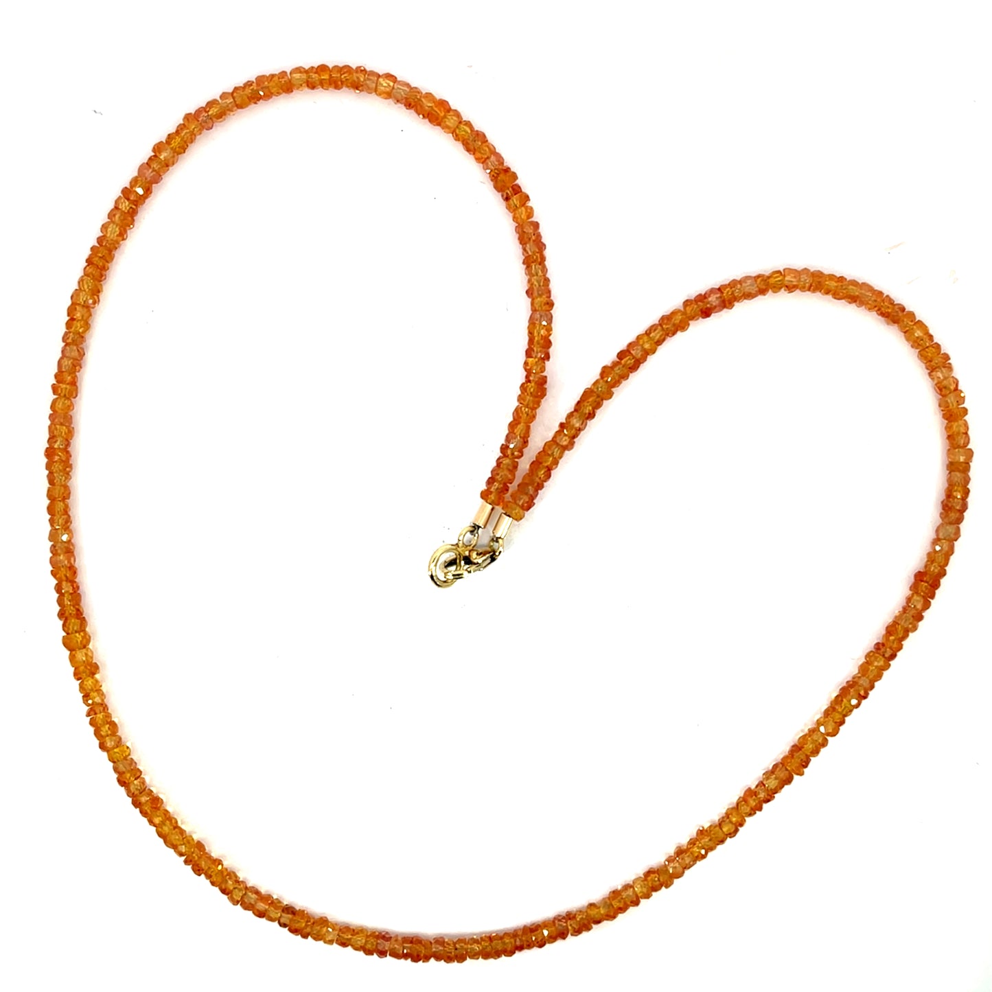 Orange Sapphire Necklace with Yellow Gold Clasp