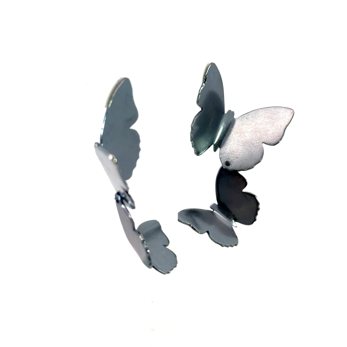 Oxidized Sterling Silver Double Butterfly Studs