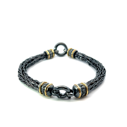 Oxidized Sterling Silver Men's Roman Chain Bracelet