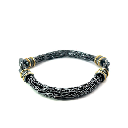 Oxidized Sterling Silver Men's Roman Chain Bracelet