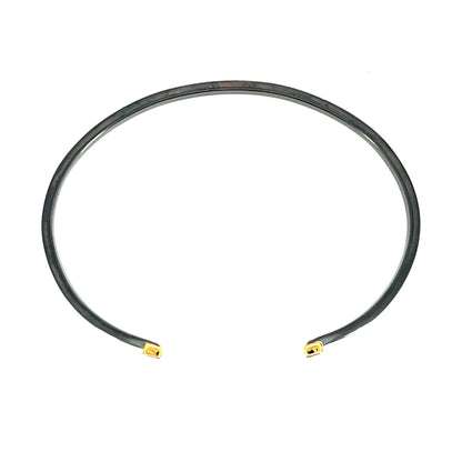 Oxidized Sterling Silver and 18k Yellow Gold Bracelet with Rainbow Gemstones