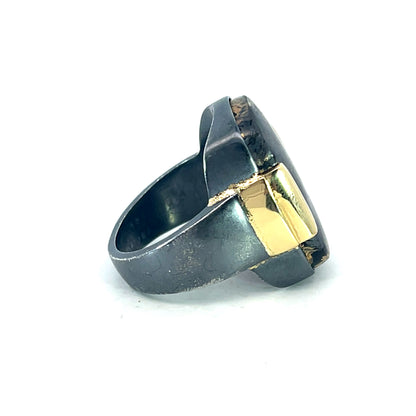 Jade and Magnetite Men's Ring