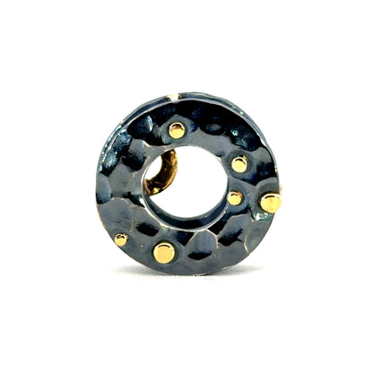 Oxidized Sterling Silver Donut Clasp with 18k Yellow and Rose Gold
