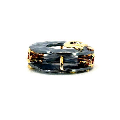 Oxidized Sterling Silver Donut Clasp with 18k Yellow and Rose Gold