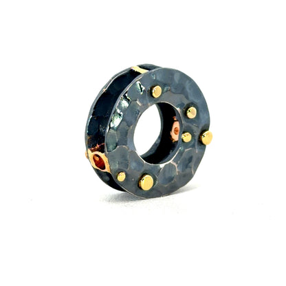Oxidized Sterling Silver Donut Clasp with 18k Yellow and Rose Gold