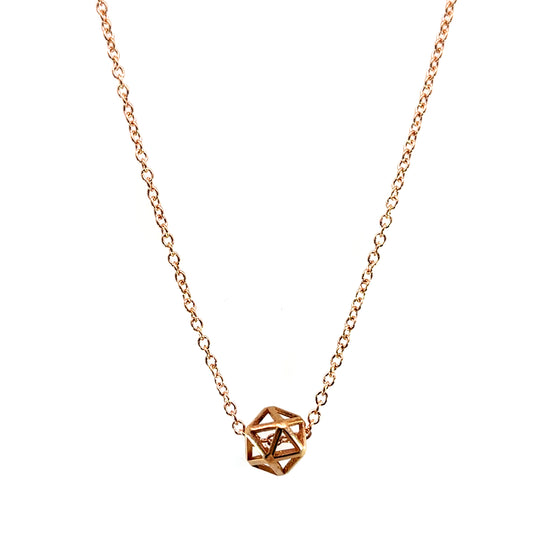 Petite Rose Gold Plated Isohedron on 16" Rose Gold Filled Chain