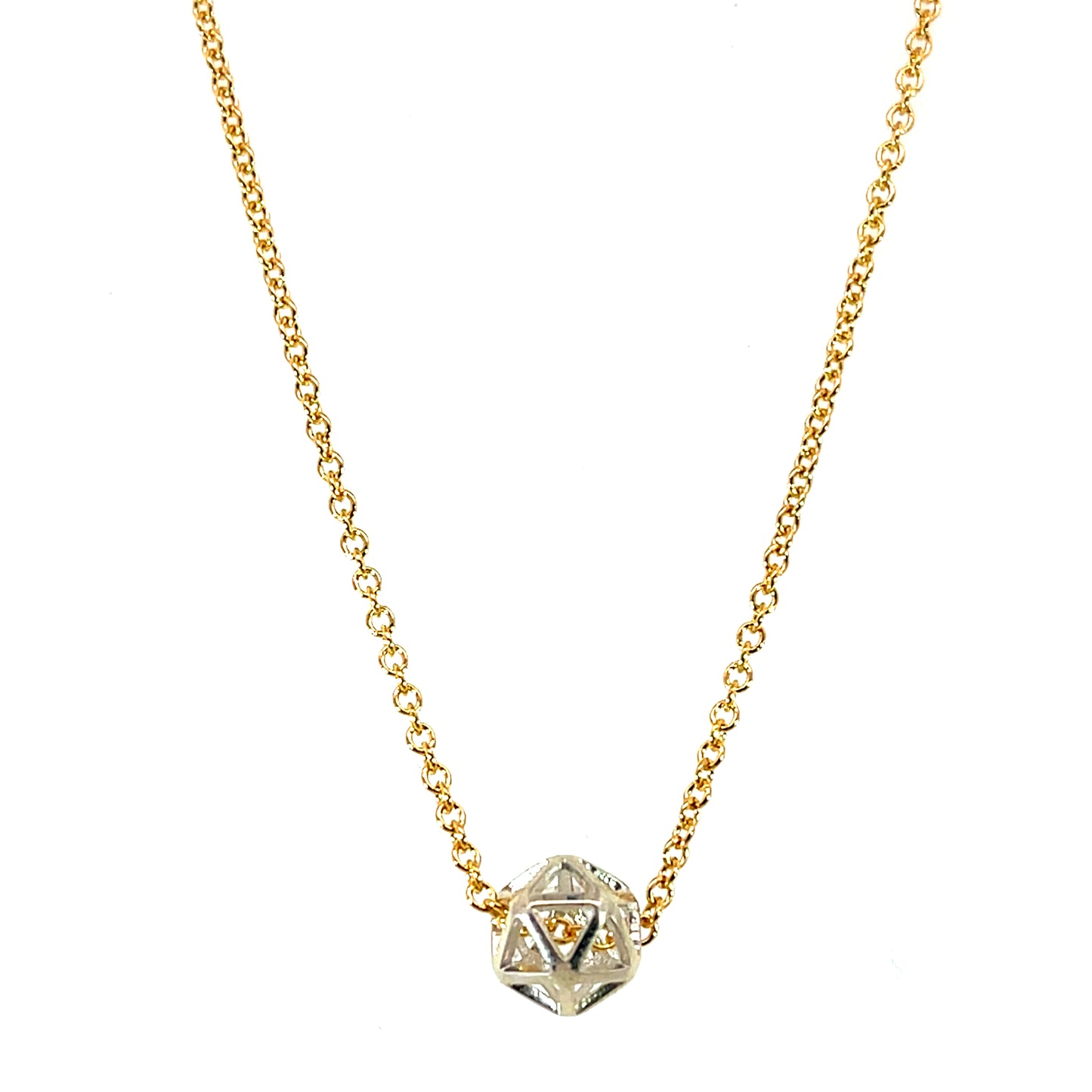 Sterling Silver Isohedron Necklace on a Gold-Filled Chain