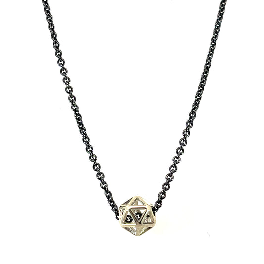 Sterling Silver Isohedron Necklace on an Oxidized Sterling Silver Chain
