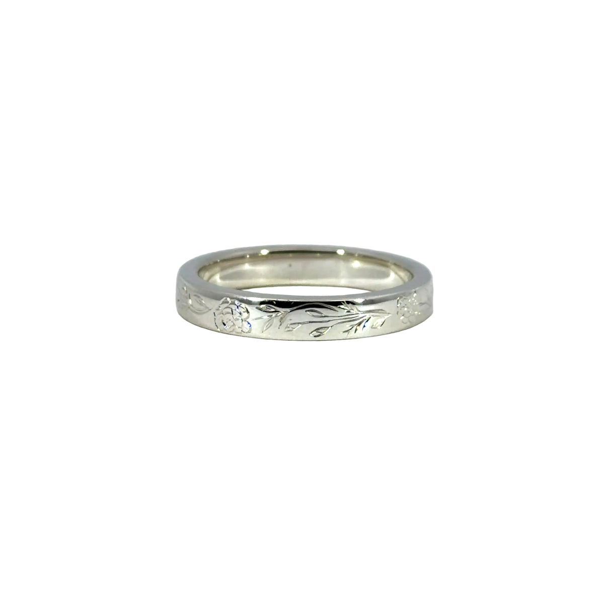 6.25 Sterling Silver Larkspur Flower Engraved Band
