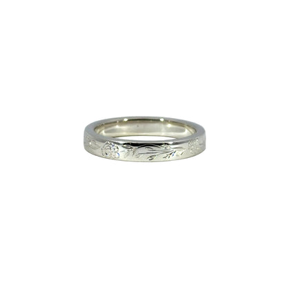 6.25 Sterling Silver Larkspur Flower Engraved Band