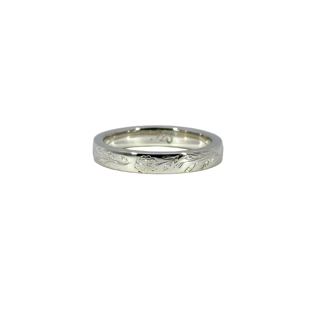 6.25 Sterling Silver Larkspur Flower Engraved Band
