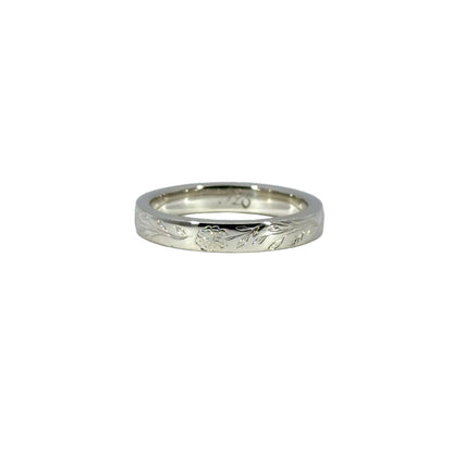 6.25 Sterling Silver Larkspur Flower Engraved Band