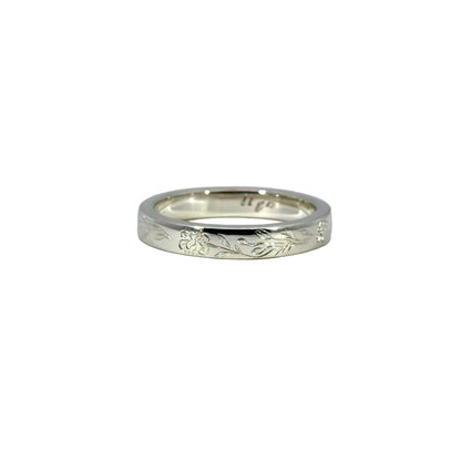 6.25 Sterling Silver Larkspur Flower Engraved Band