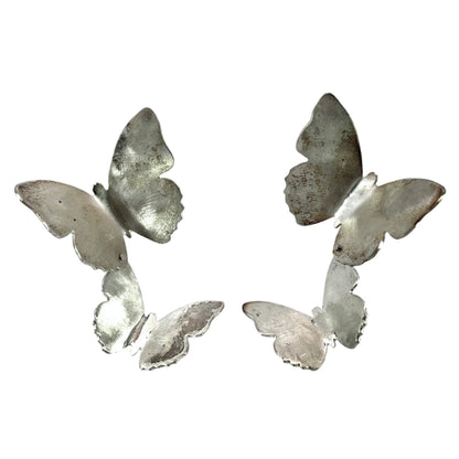 Sterling Silver Double Butterfly Earring Studs