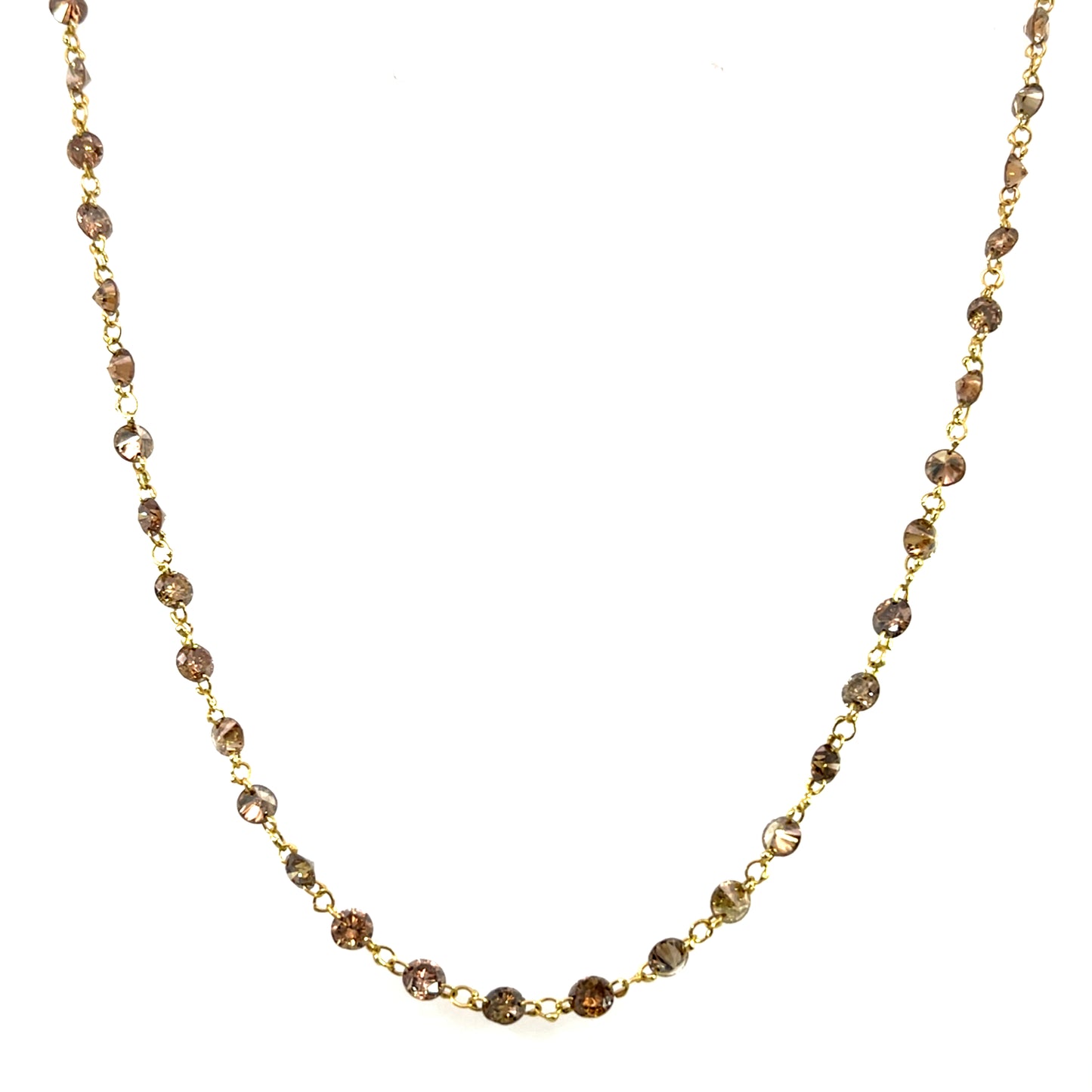 Cognac Diamond Strand with 18k Yellow Gold Chain