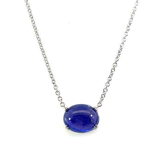 Tanzanite Necklace with 18k White Gold Chain