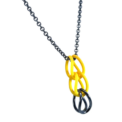 Yellow Sintered Nylon and Oxidized Sterling Silver Pendant Necklace