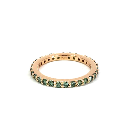 18k Rose Gold Anniversary Band with 2mm Mint Green Diamonds