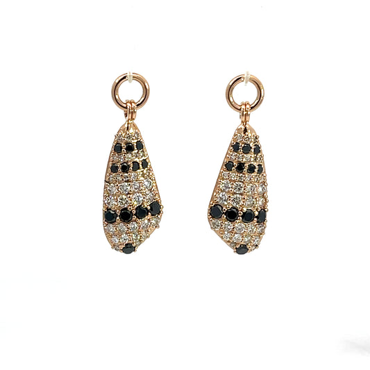 18k Rose Gold Moth Earring Jackets with White and Black Diamonds
