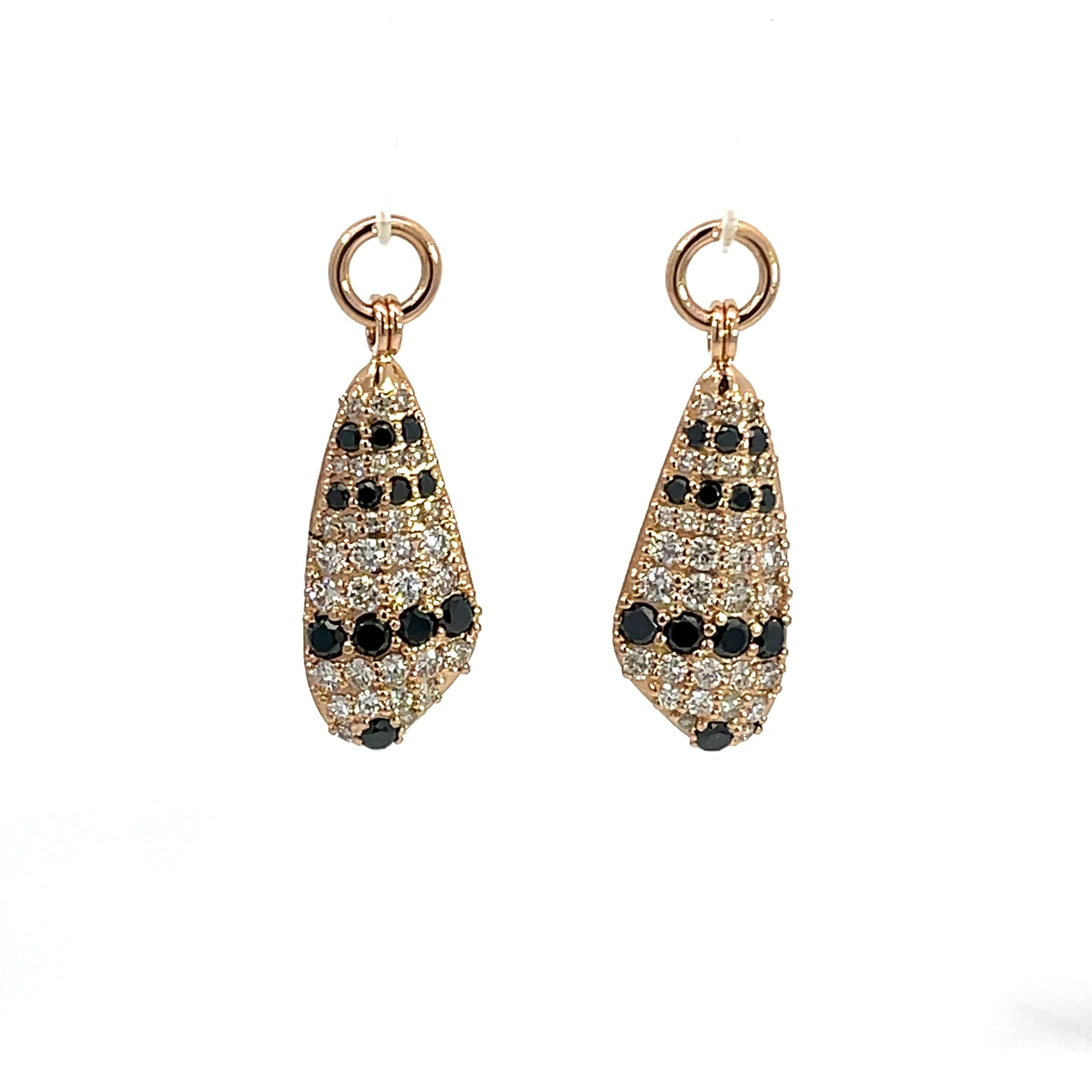 18k Rose Gold Moth Earring Jackets with White and Black Diamonds
