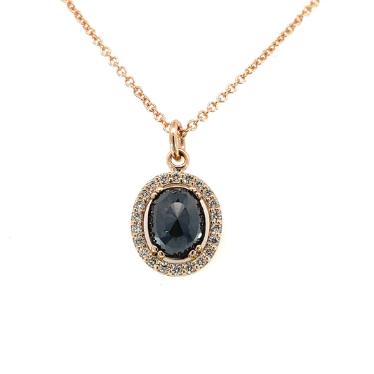 18k Rose Gold Black Rose Cut Diamond Necklace