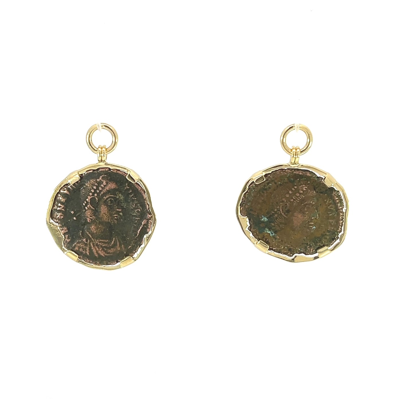 18k Yellow Gold Roman Coin Earring Jackets