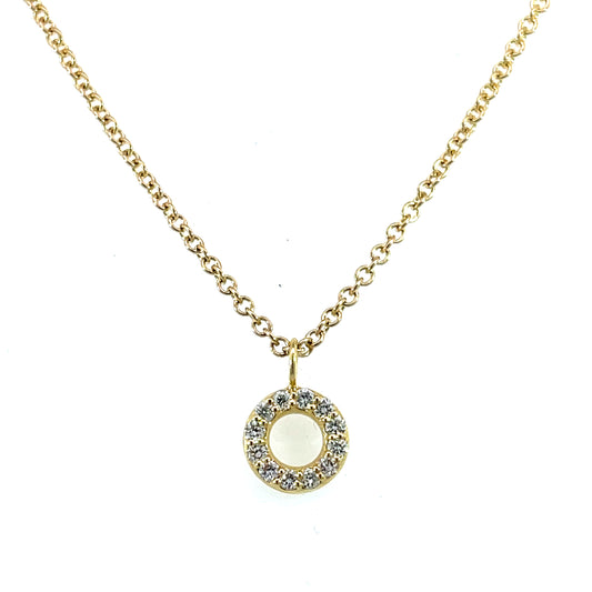 18k Yellow Gold White Diamond "Sparkle Circle" Necklace
