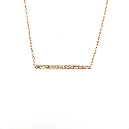 18k Rose Gold Rose Cut Diamond Bar Necklace