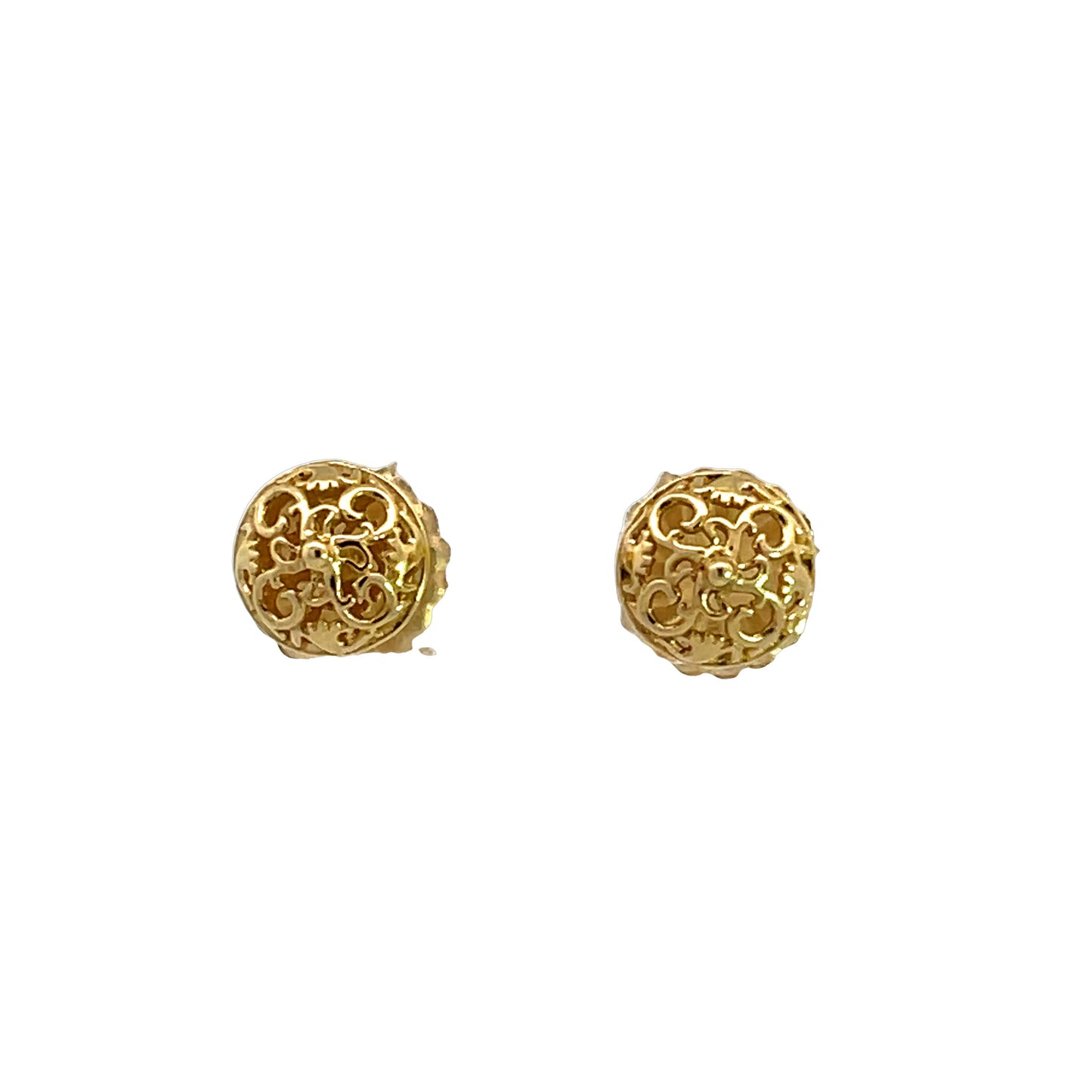 18K Yellow Gold Scroll Studs