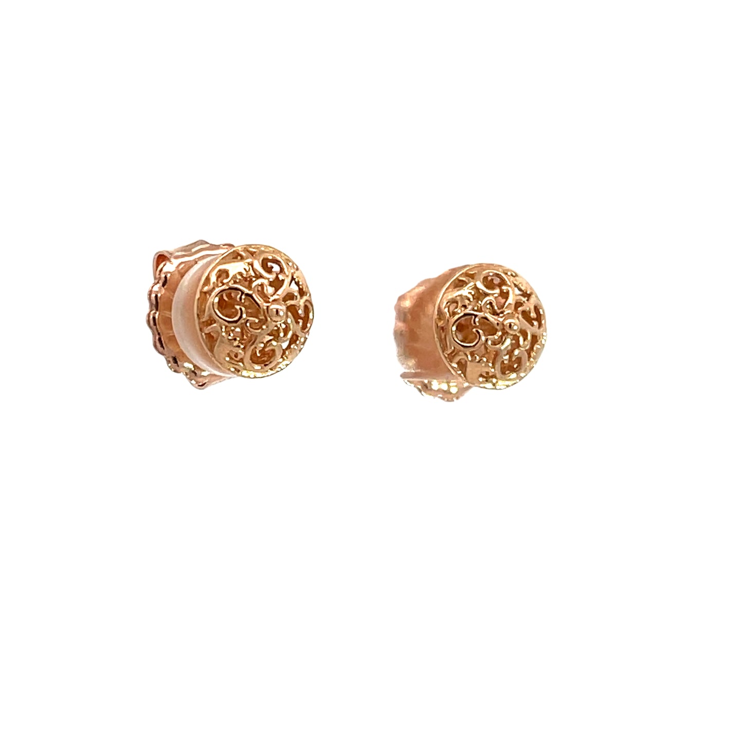 18K Rose Gold Scroll Stud Earrings