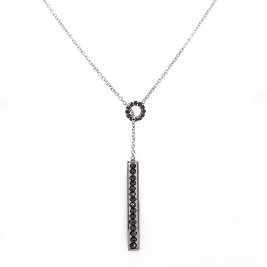 18k White Gold Black Diamond Lariat Necklace