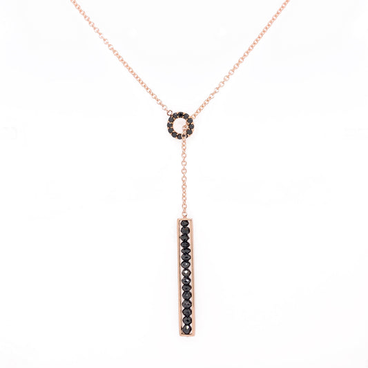18k Rose Gold Black Diamond Lariat Necklace