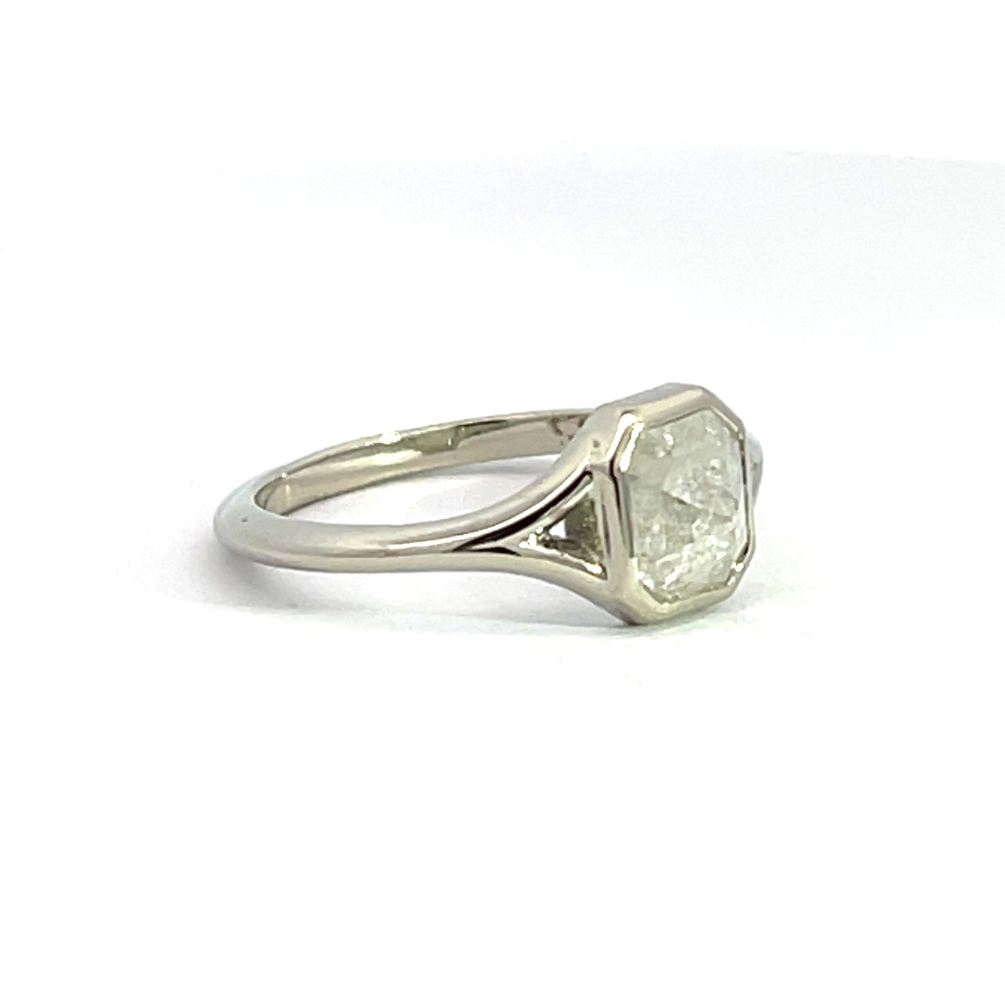 Cushion Shape Grey Rose Cut Diamond Ring