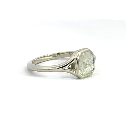 Cushion Shape Grey Rose Cut Diamond Ring