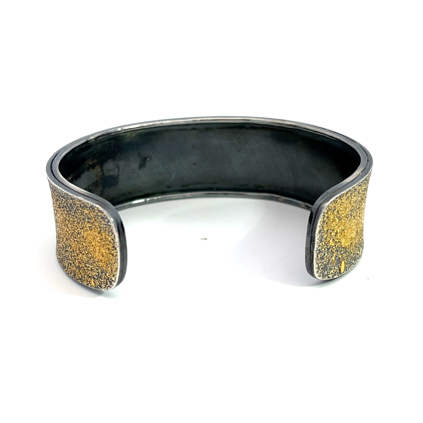 Oxidized Sterling Silver and 24k Gold "Fairy Dust" Narrow Cuff