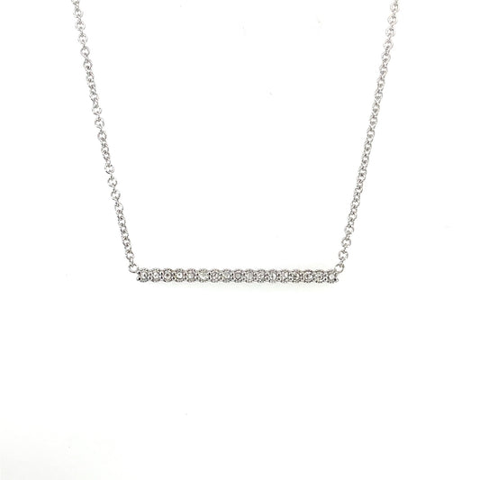18k White Gold Rose Cut Diamond Bar Necklace