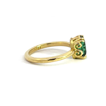 18k Yellow Gold Green Tourmaline Ring