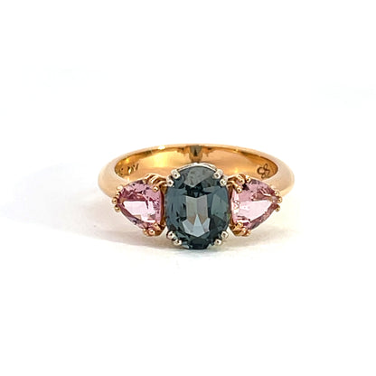 Grey Spinel and Lotus Garnet Ring