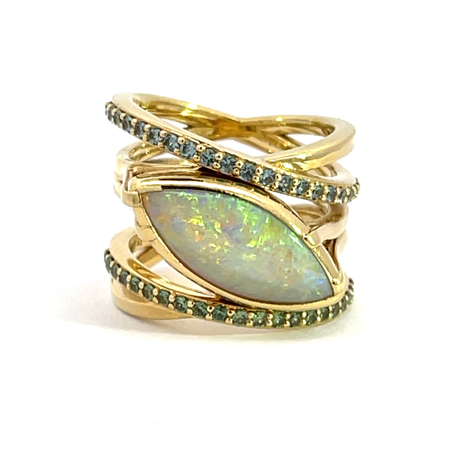 Marquise Opal and Sapphire Wrap Ring
