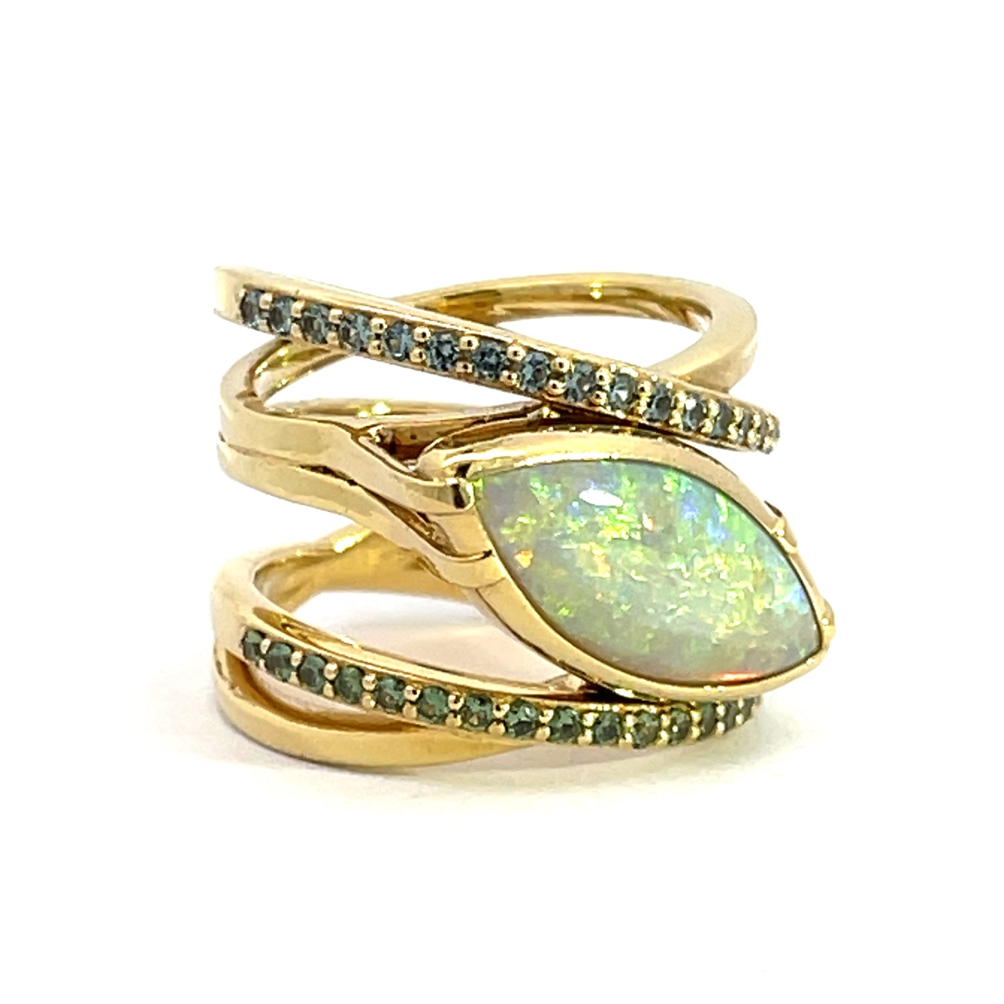 Marquise Opal and Sapphire Wrap Ring