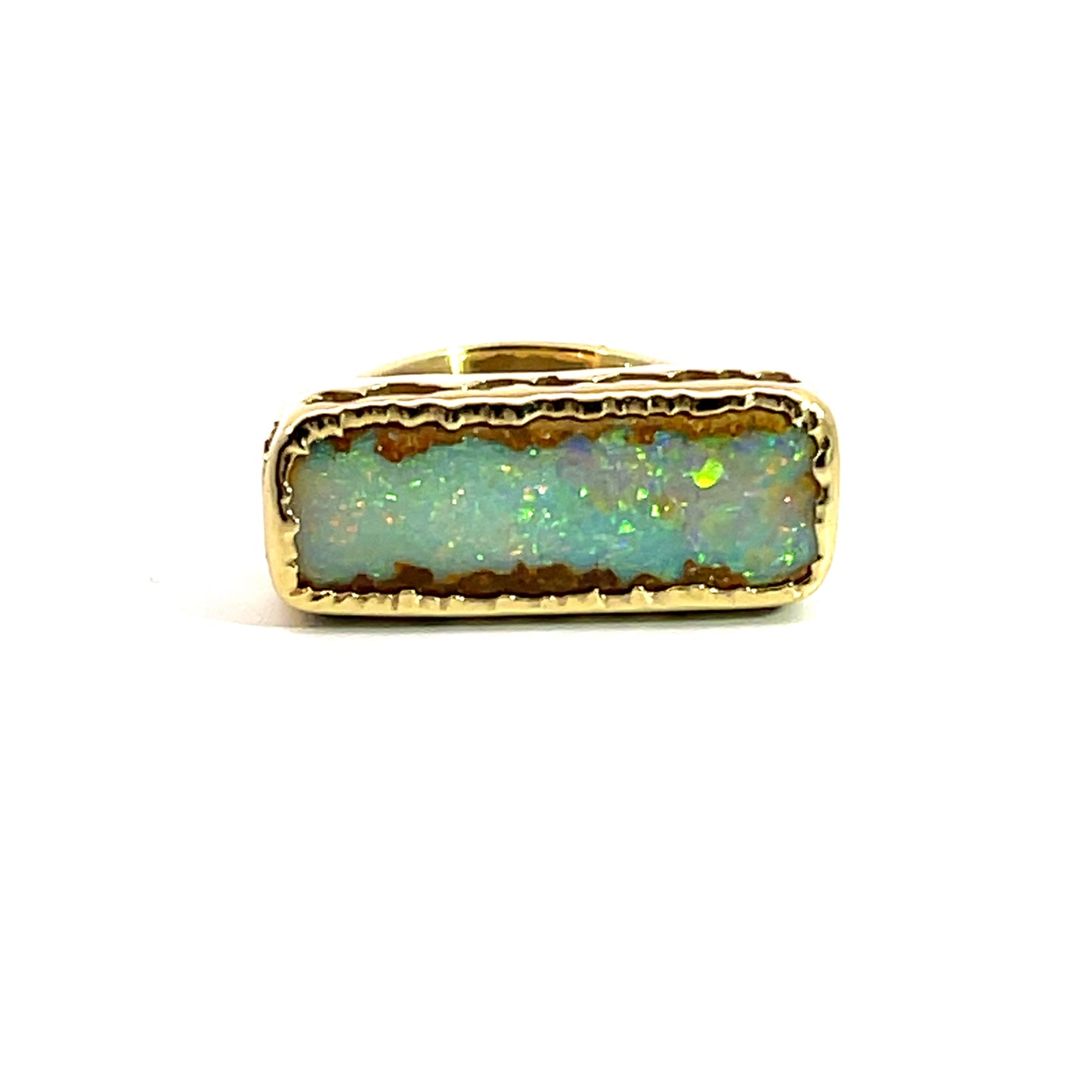 Yellow Gold Pipe Opal Ring
