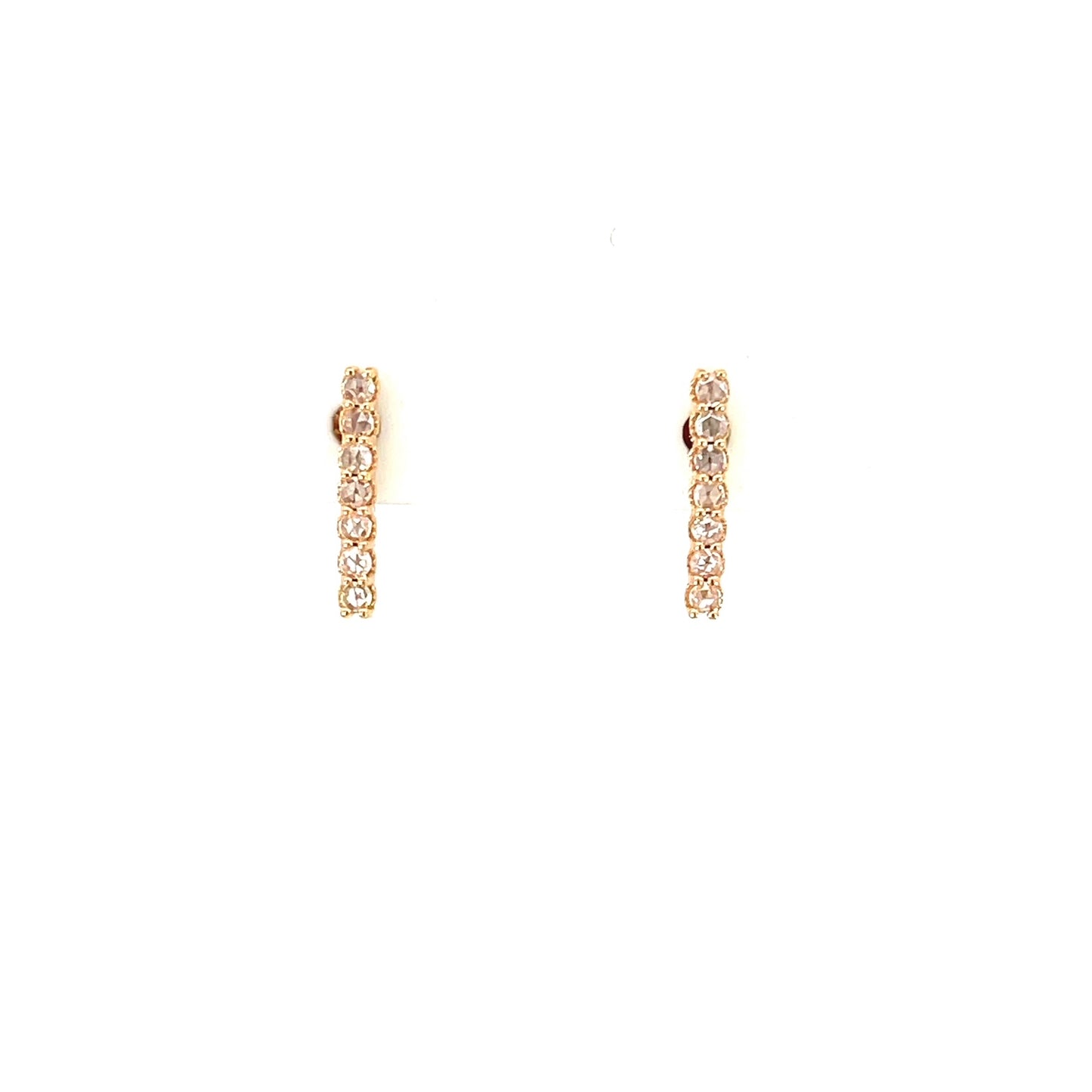 18k Rose Gold Rose Cut Bar Studs