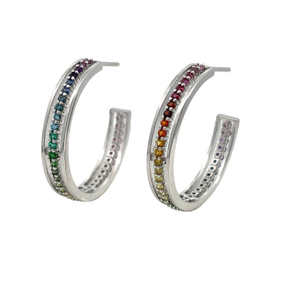 18k White Gold "Equality" Hoops