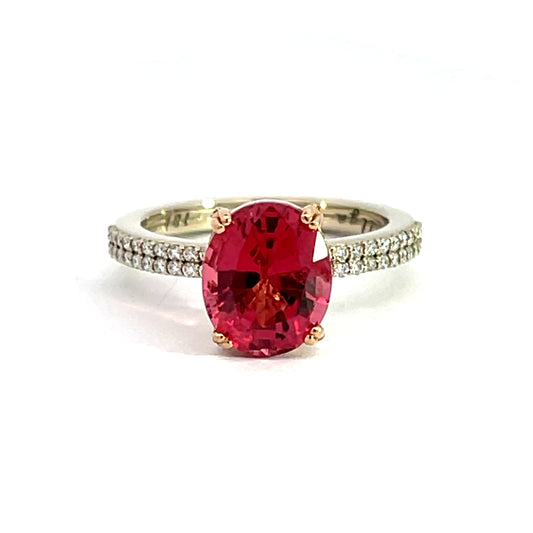 Red Spinel Two Toned White and Rose Gold Ring