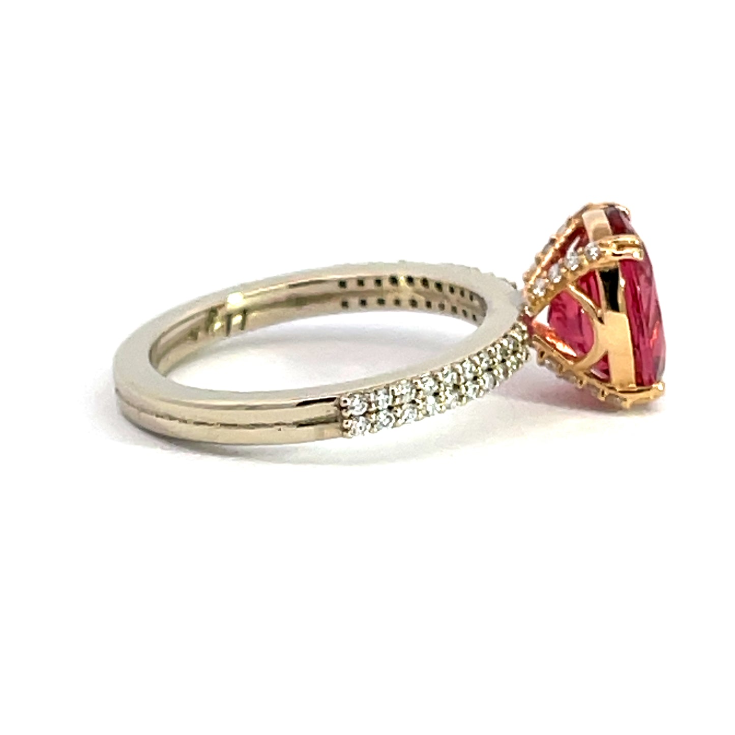 Red Spinel Two Toned White and Rose Gold Ring