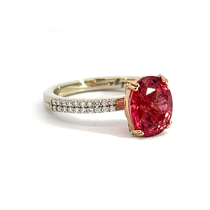 Red Spinel Two Toned White and Rose Gold Ring