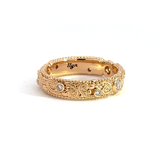 18k Rose Gold Champagne Diamond llyn Band