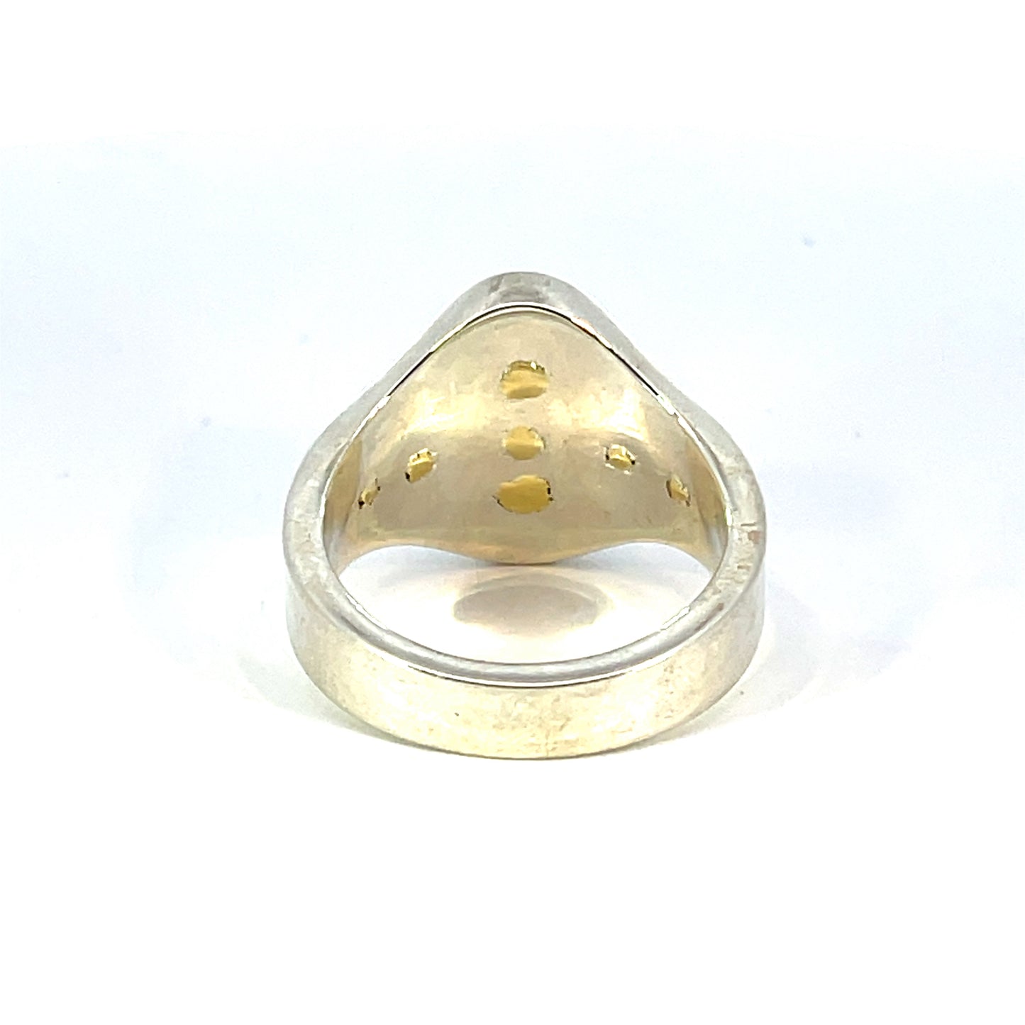 Sterling Silver ring with Rusted Iron and 18k Yellow Gold Rivets