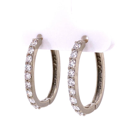 18k White Gold Hoops with White Diamonds