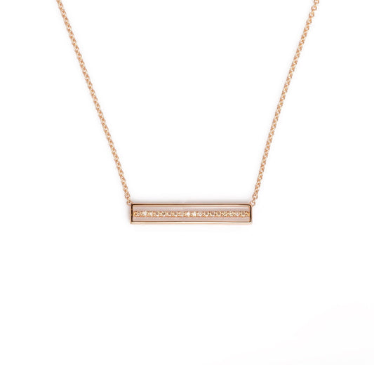 18k Rose Gold Floating Diamond Bar Necklace
